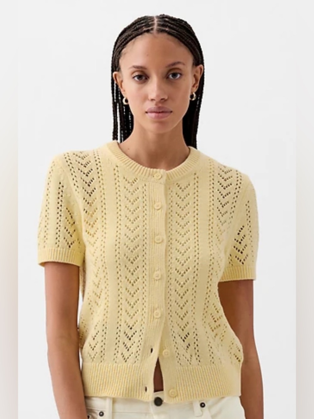 NWOT Gap 100% Cotton Pointelle Short Sleeve Cardigan